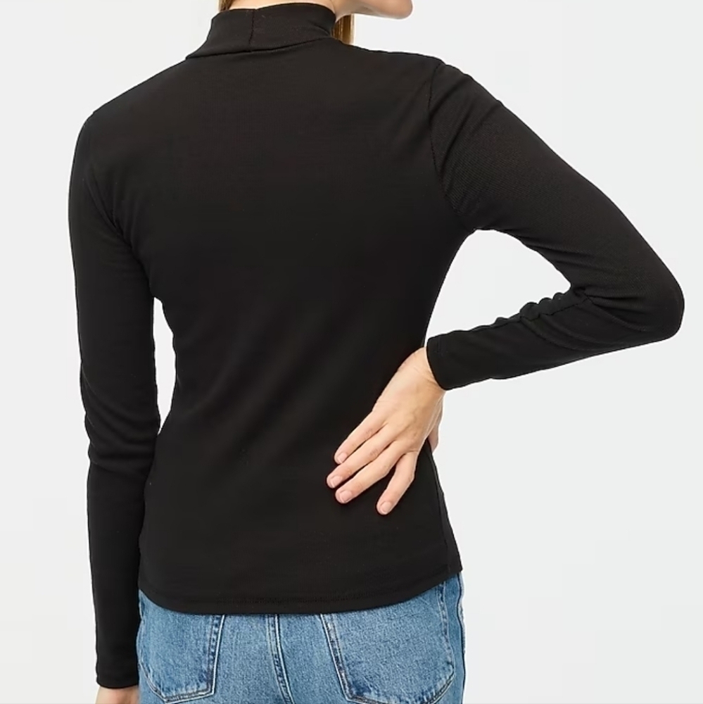 J Crew Factory Ribbed-knit mockneck top in Black size XXS NWT BU469 - Picture 2 of 9